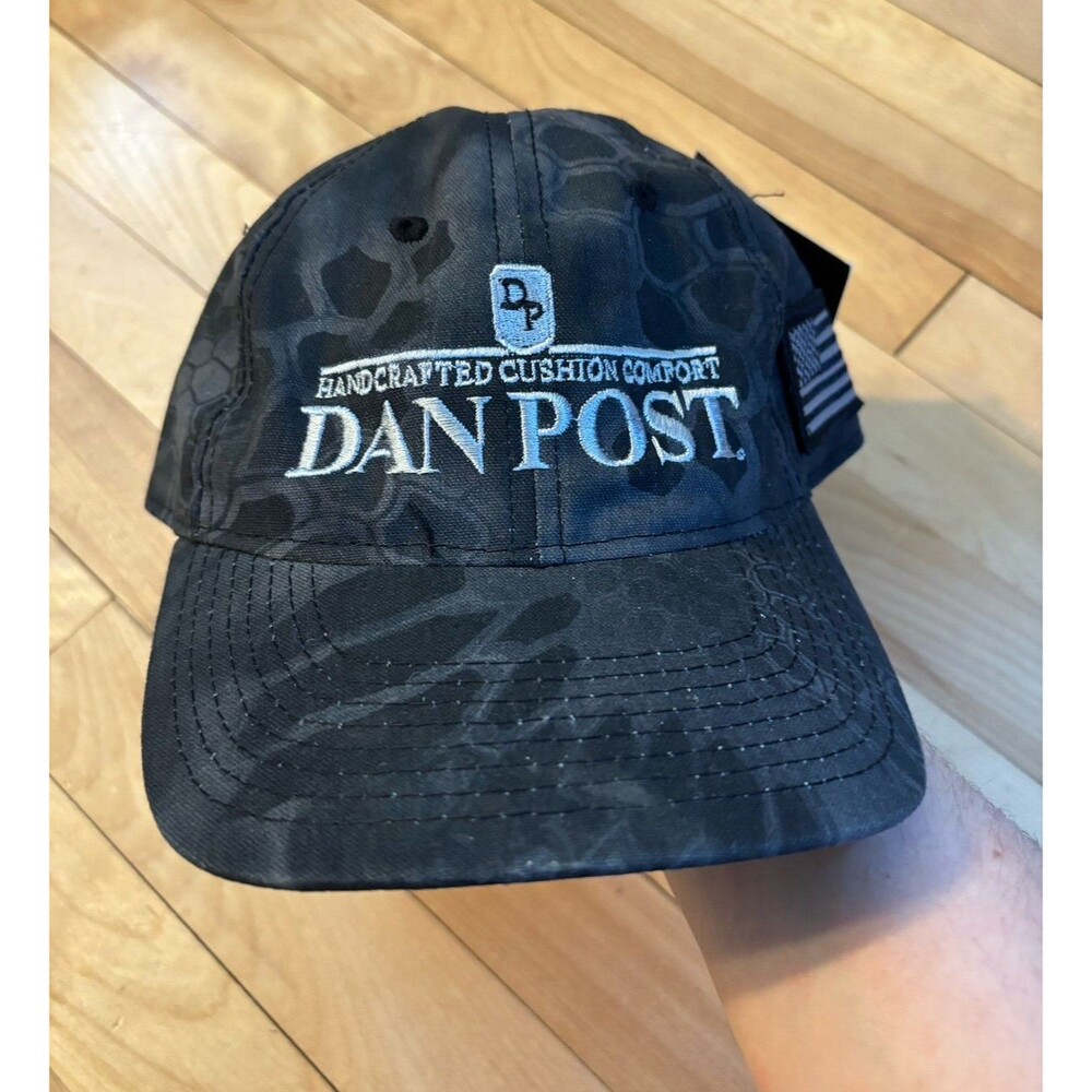 Dan post cowboy boots baseball hat nwt adult black flat outdoor cap company